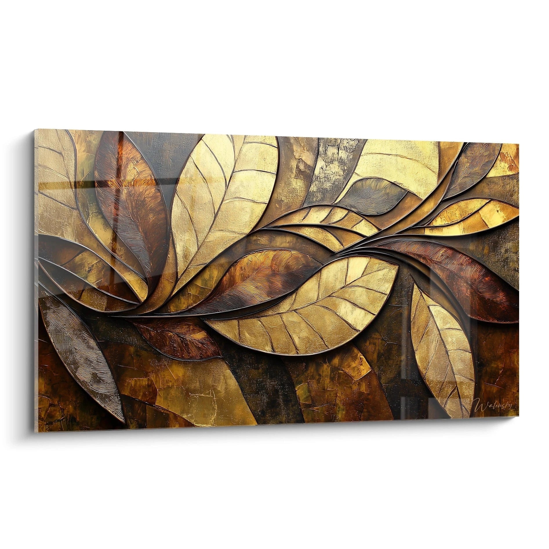 tableau style africain abstrait avec feuille d'or 