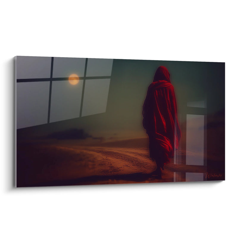 Tableau figure rouge mystérieuse - Contemplation silencieuse - édition désert