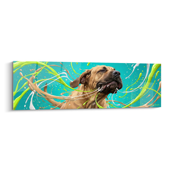 Tableau Chien Fila Brasileiro aux Couleurs Turquoise et Verte - Énergie Canine - Edition Fila Brasileiro