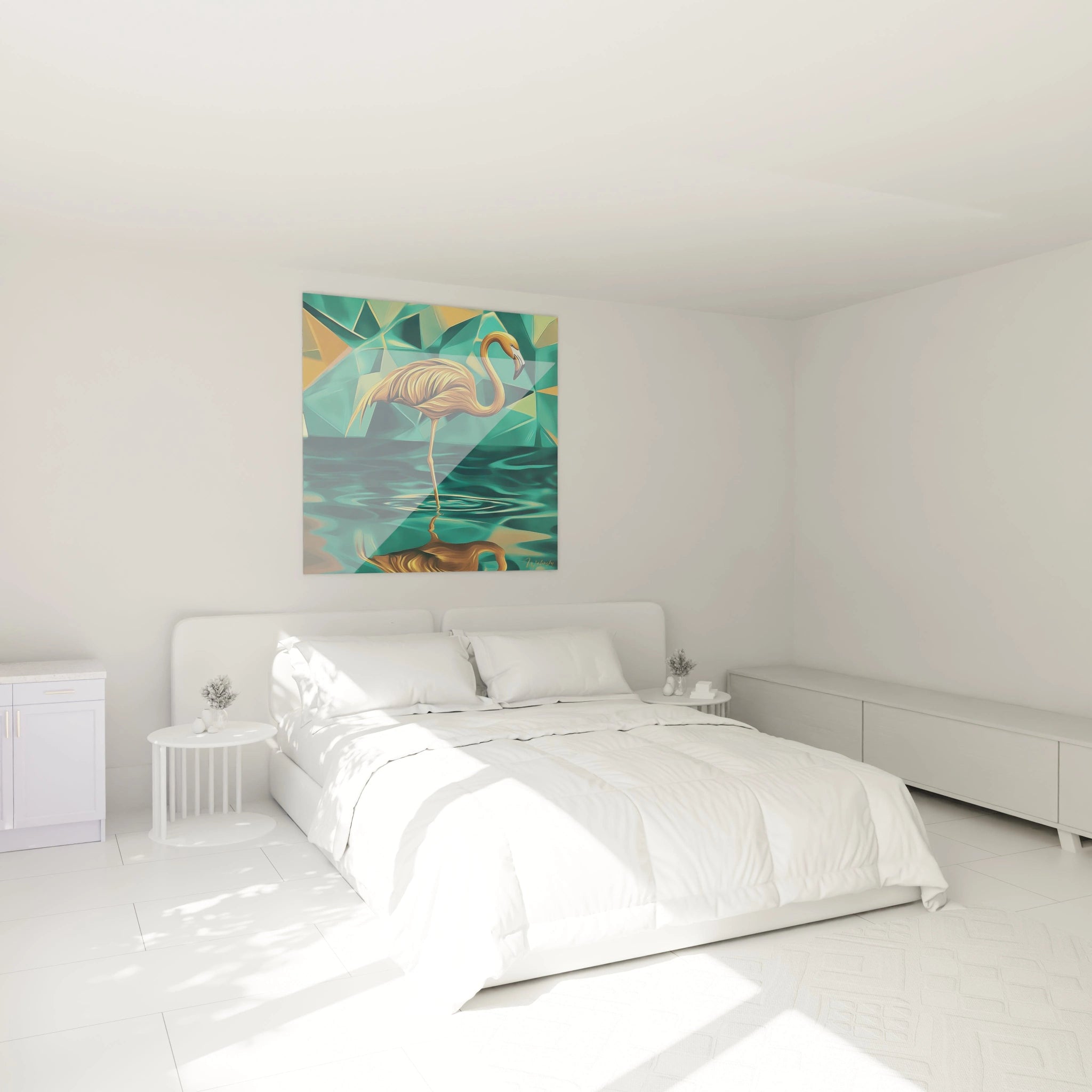 Tableau flamant rose de Walensky, décor moderne pour chambre à coucher lumineuse