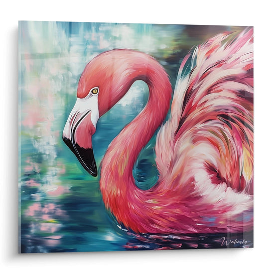 Schilderij Roze flamingo Tropische droom - editie roze flamingo