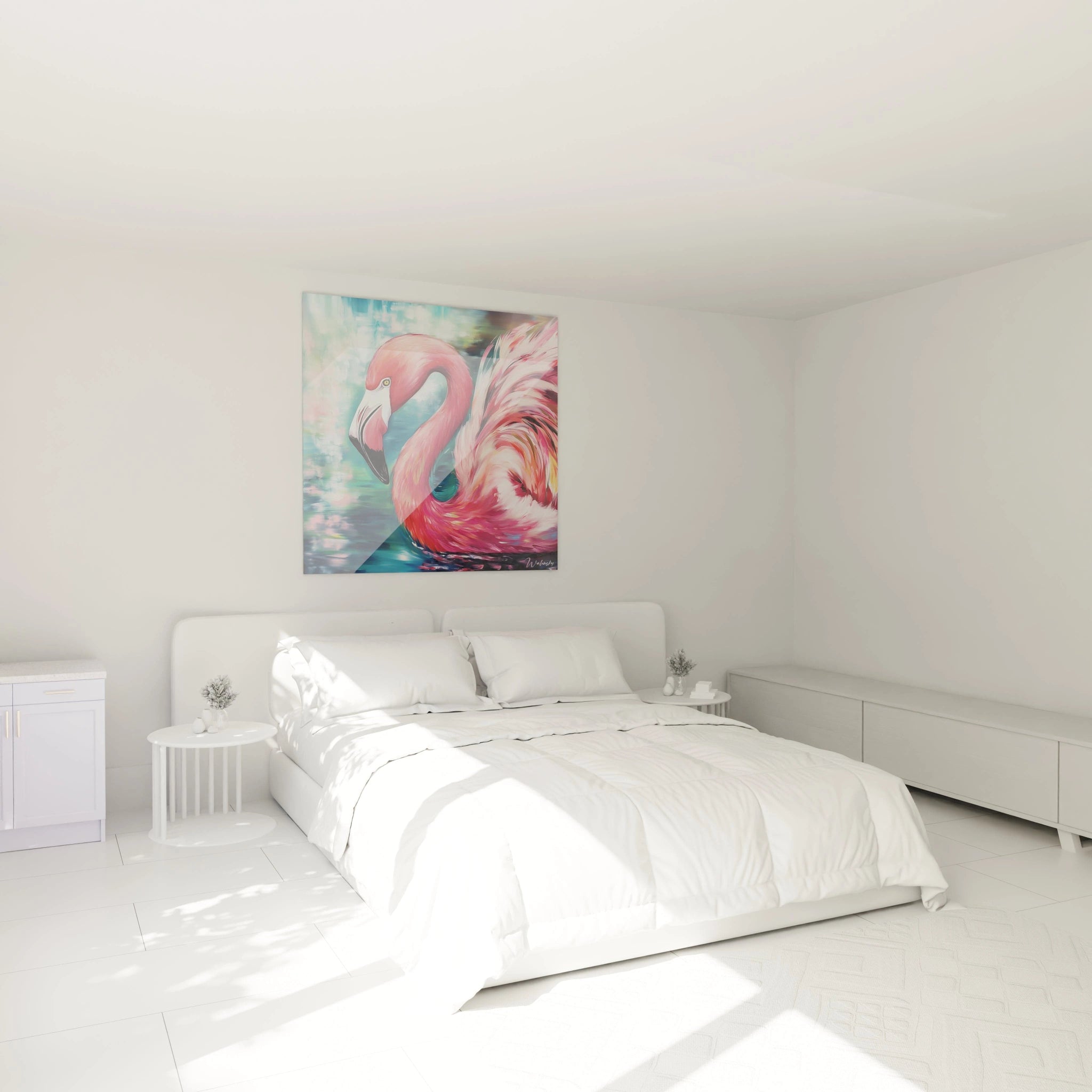 Tableau flamand rose de Walensky, décoration murale colorée pour une chambre moderne