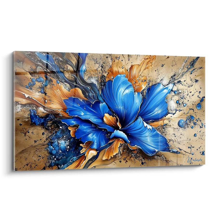 Tavolo con fiore astratto blu - Esplosione floreale dinamica - edizione fiore