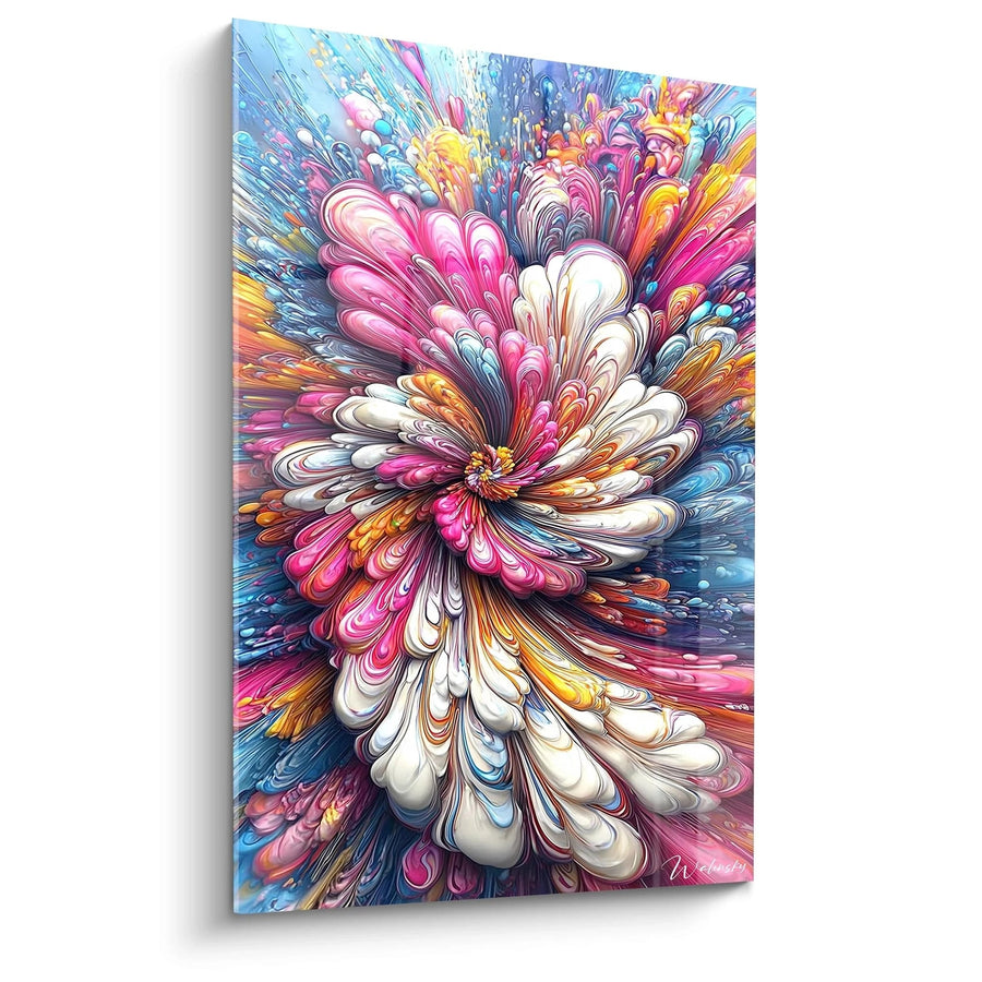 Tableau Fleur Abstraite - Explosion Colorée - édition couleur en folie