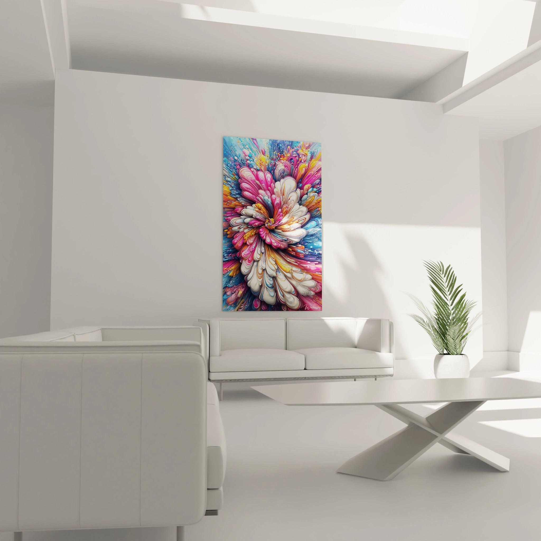 Gros plan détails pétales abstraits multicolores texture fluide art mural moderne