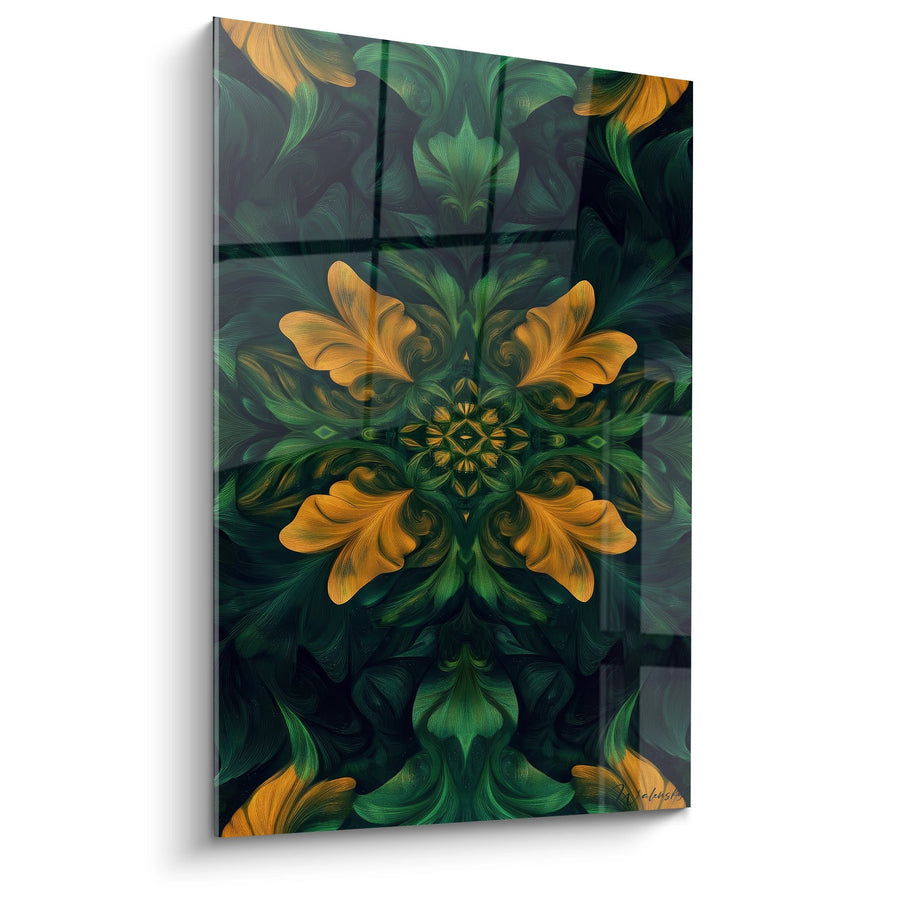 Tableau fleur fractale dorée - Symétrie luxueuse - édition fractale