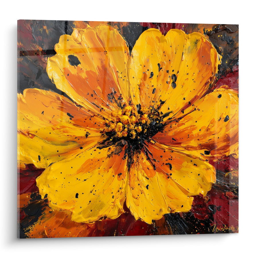 Tableau fleur jaune orangée éclatante aux pétales expressifs - Éclat solaire - Edition Feng shui Sud Feu