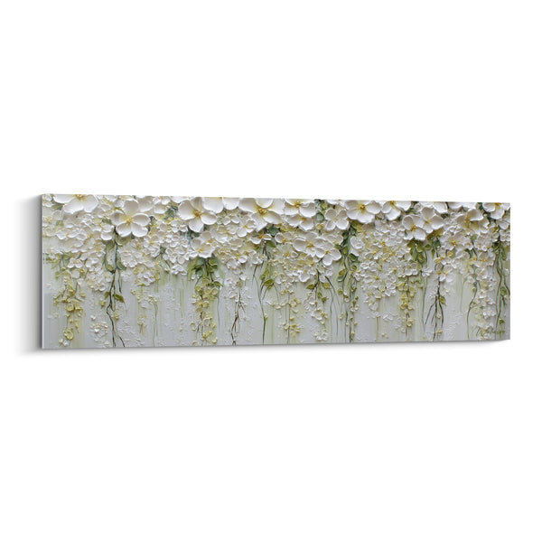 Tableau Glycine blanche et verte en cascade - Tiges en ruissellement - Edition fleur nature
