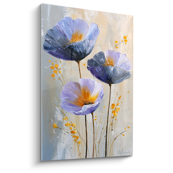 Tableau Coquelicots mauves aux cœurs dorés - Grâce florale - Edition fleur nature