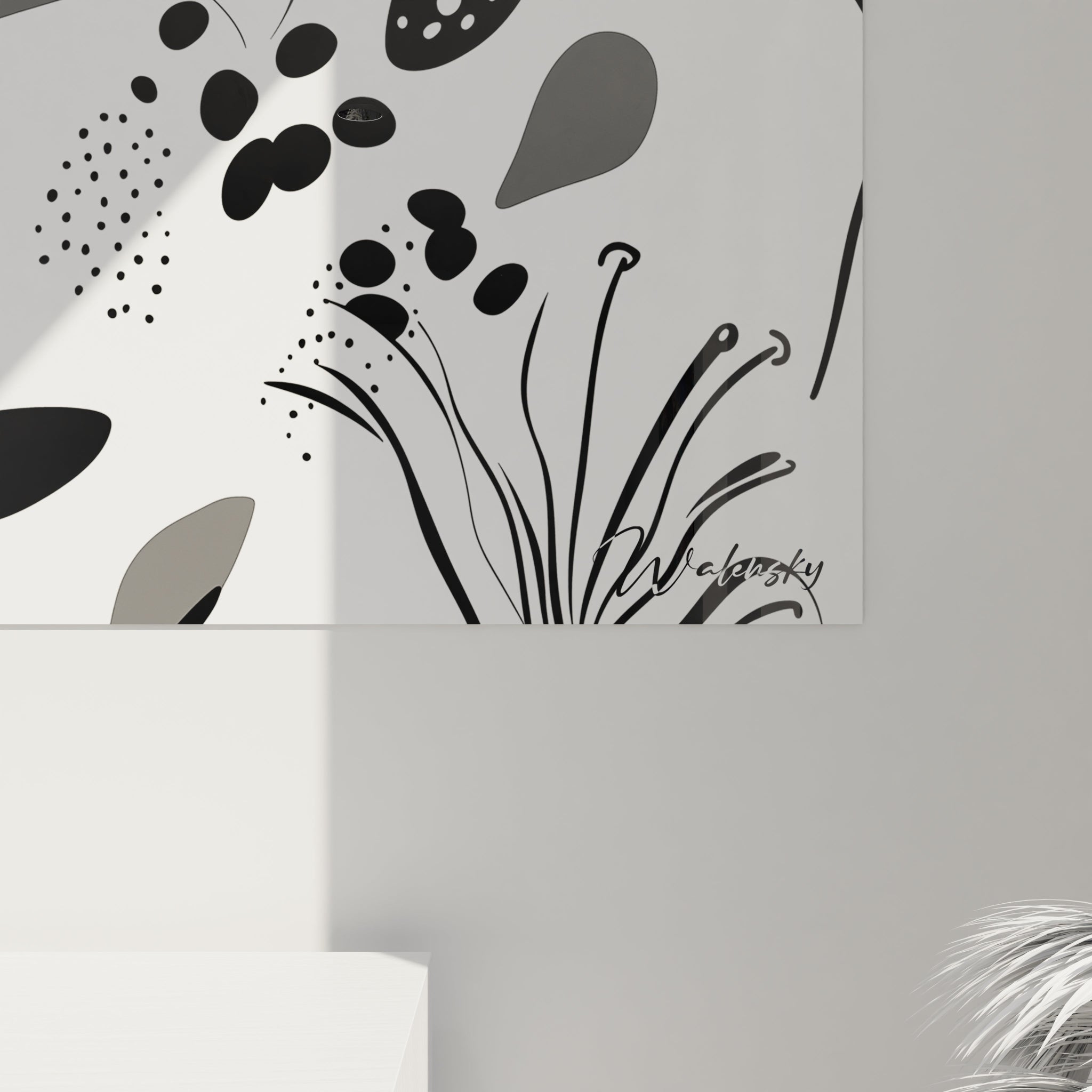 Tableau Fleurs Pointillées - édition tacheté noir et blanc