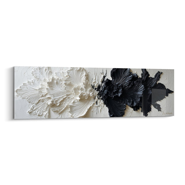 Cuadro Flores Texturizadas Blanco y Negro - Dualidad Contrastada - Edición Feng Shui Noroeste Metal