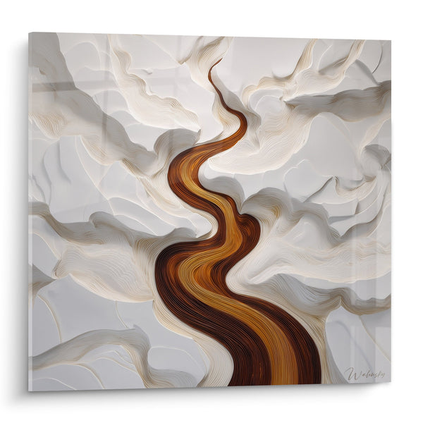 Cuadro río dorado serpenteando en nubes blancas - Río Celeste - Edición Feng shui Centro Tierra