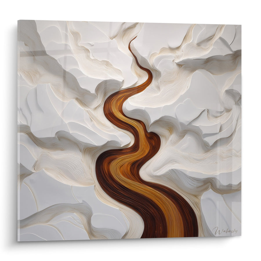 Tableau fleuve doré serpentant dans nuages blancs - Rivière Céleste - Edition Feng shui Centre Terre