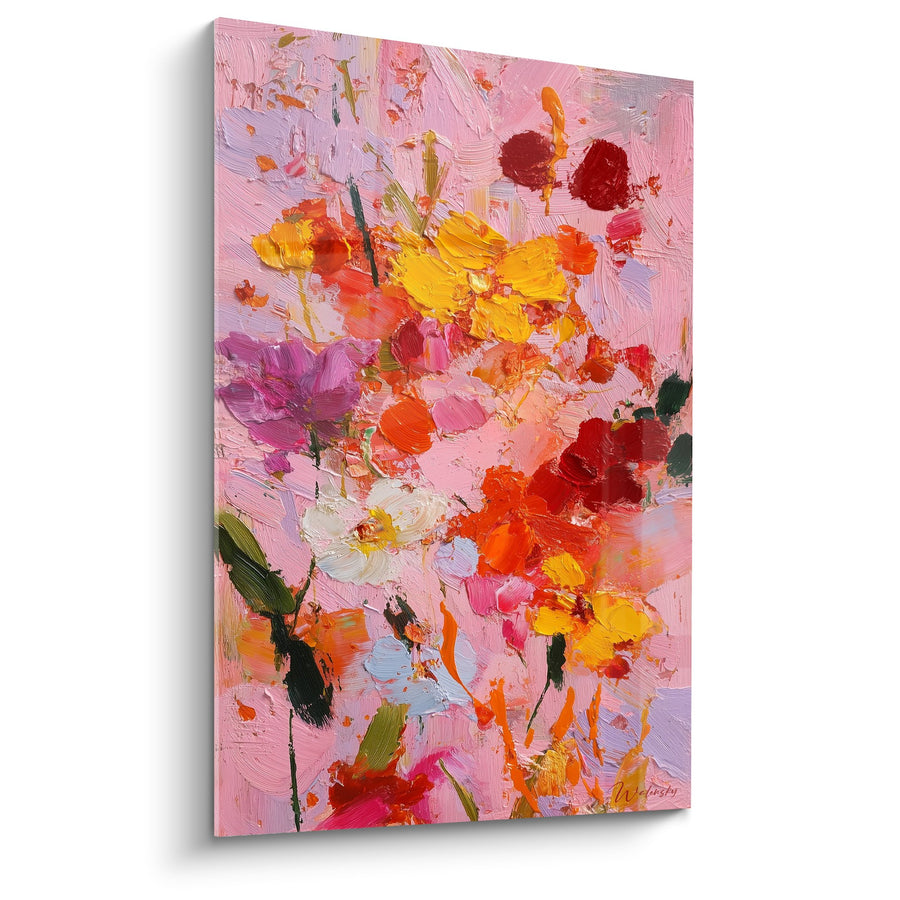 Tableau Explosion Florale Rose et Orange - Bouquet Impressionniste - Edition Feng shui Sud-Ouest Terre