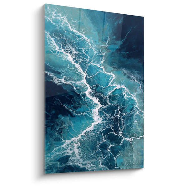 Schilderij Getijden Oceaan Turquoise en Wit - Hemelse Branding - Feng Shui Noord Water Editie