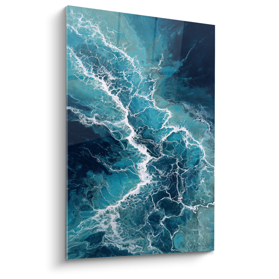 Tableau Flots Océaniques Turquoise et Blanc - Déferlantes Célestes - Edition Feng shui Nord Eau