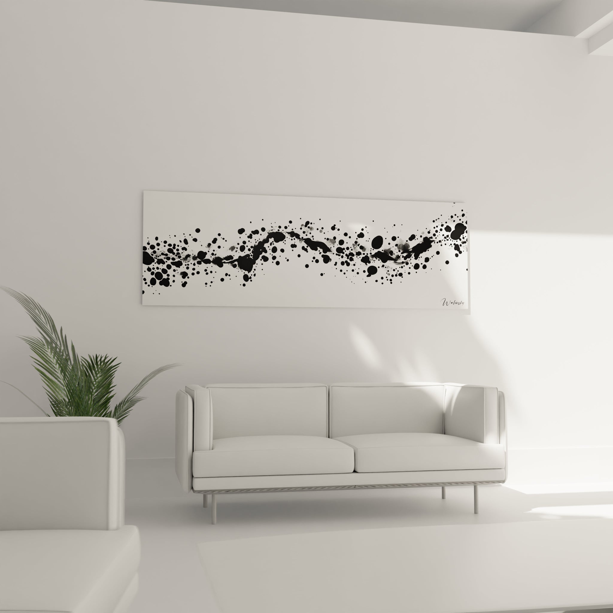 Tableau tacheté noir et blanc Walensky pour décoration moderne du salon
