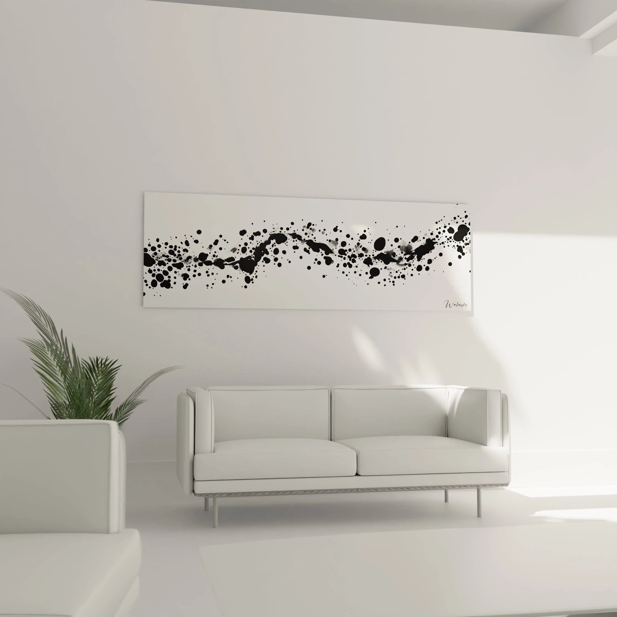Tableau tacheté noir et blanc Walensky pour décoration moderne du salon