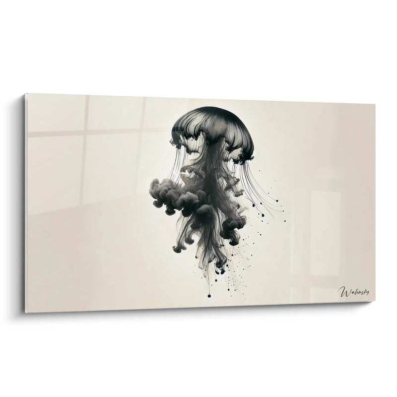 Dark Fluid Wall Art - Jellyfish Animal Edition