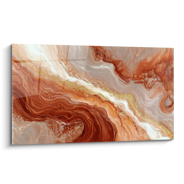 Schilderij Aardse Tinten en Koper met Vloeiende Bewegingen - Minerale Harmonie - Feng Shui Centre Terre Editie