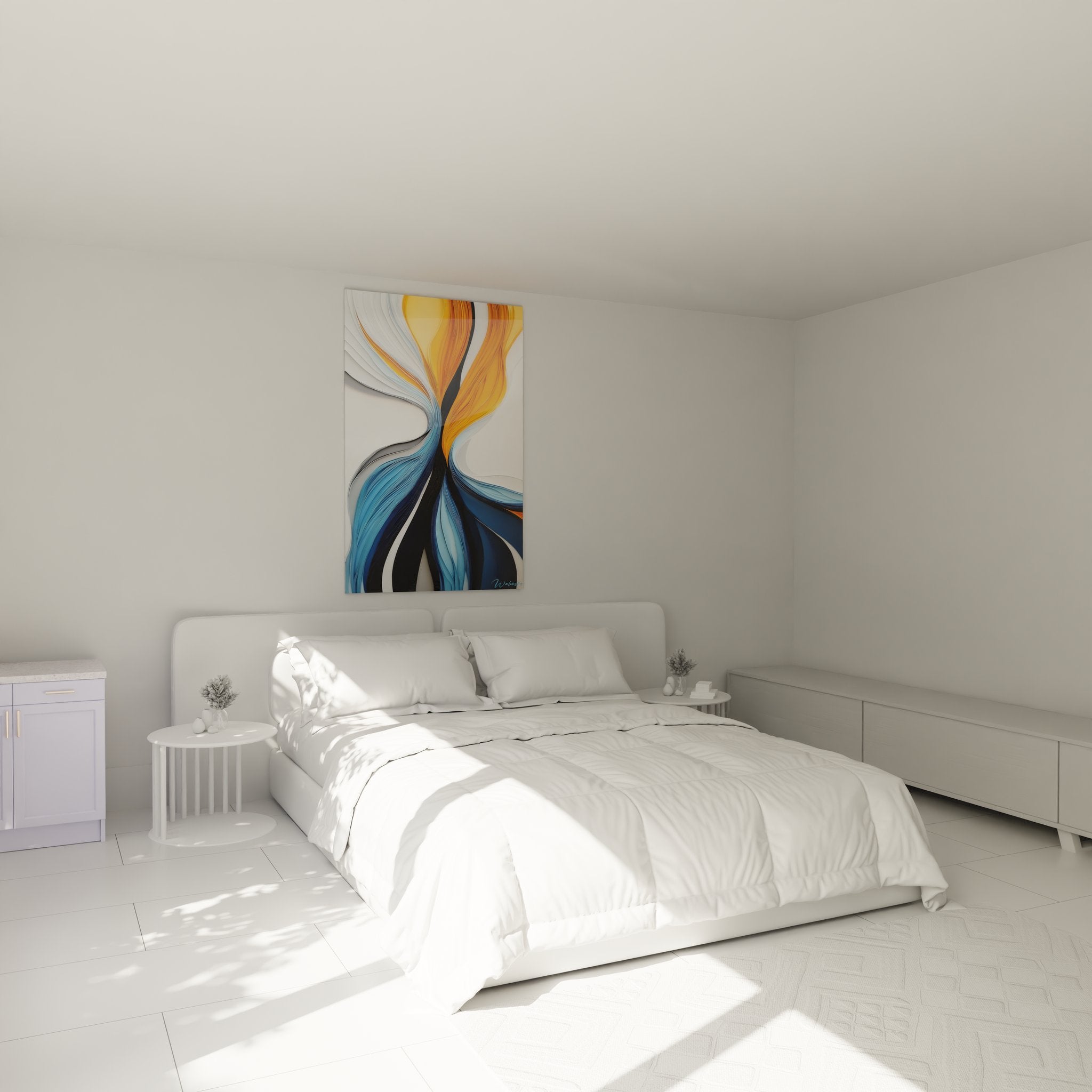 Tableau moderne flux colorés ambiance chambre décoration murale abstraite design contemporain