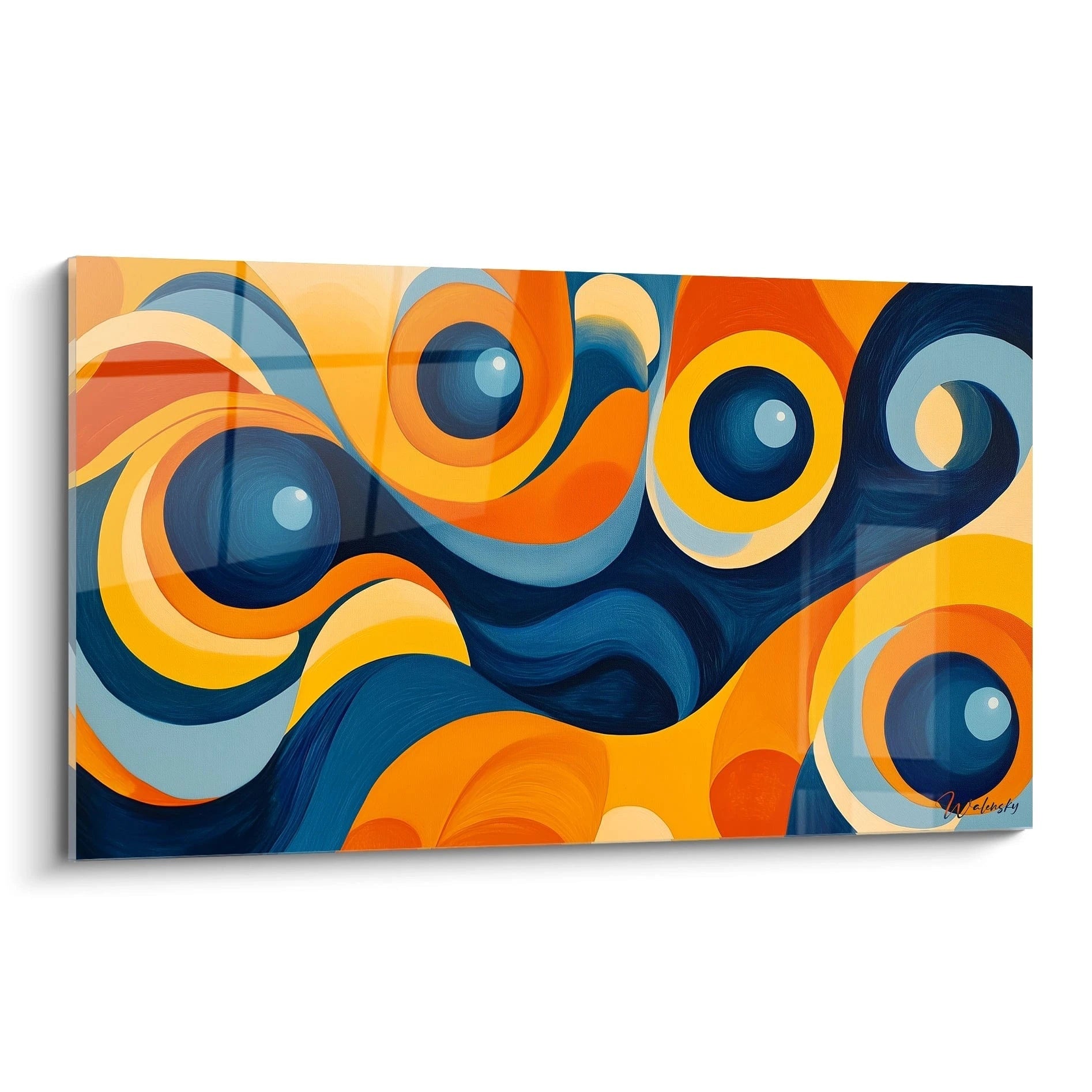 Tableau Flux Hypnotique Orange - édition géométrique abstraite - Walensky