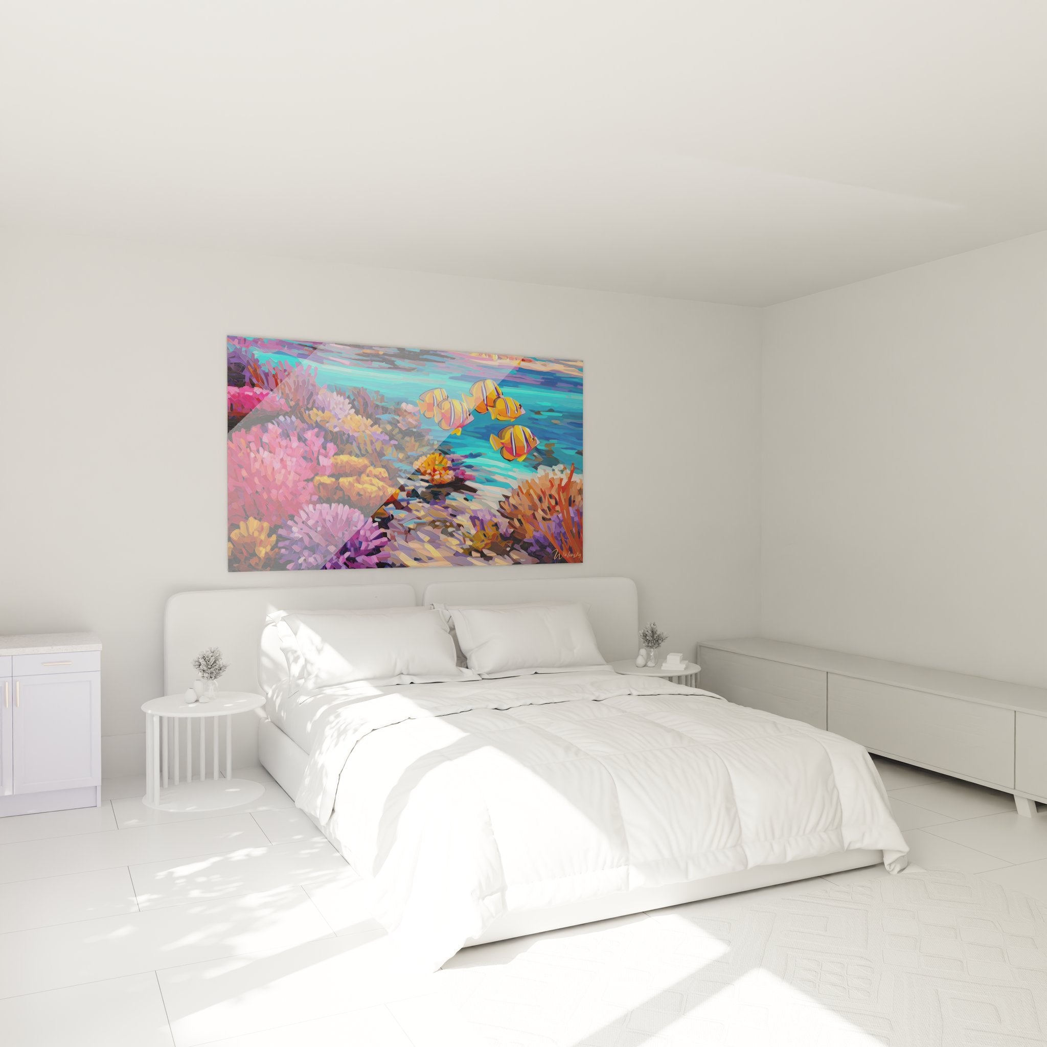 Tableau fonds marins poissons-clowns ambiance chambre décoration murale océan