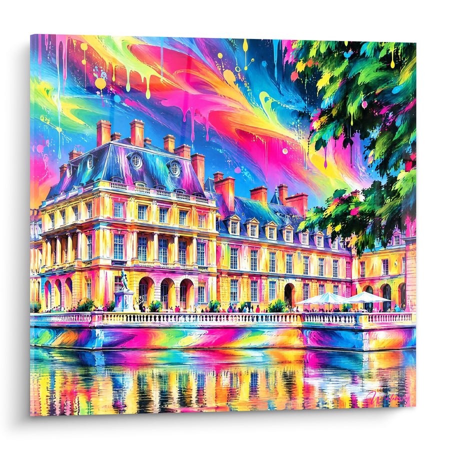 Tableau Château doré aux reflets roses et bleus - Euphorie céleste - Edition Fontainebleau Île-de-France