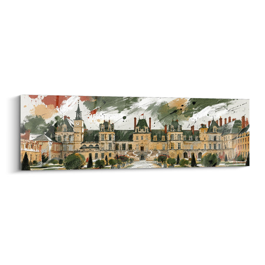 Tableau Château doré aux toits vert sombre - Majesté royale - Edition Fontainebleau Île-de-France