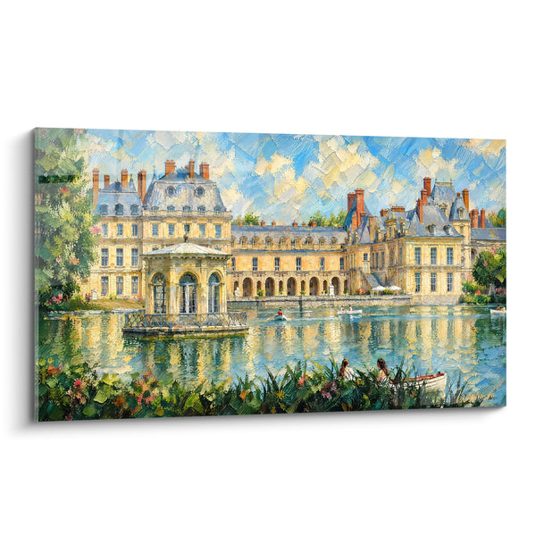 Tableau Château doré au bord d'un étang - Flânerie royale - Edition Fontainebleau Île-de-France