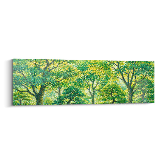 Tableau Chênes verts et jaunes en pointillisme - Clairière scintillante - Edition Forêt