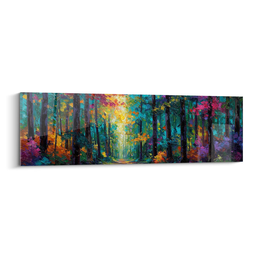 Tableau Forêt Enchantée aux Couleurs Éclatantes - Sentier Lumineux - Edition Feng shui Sud-Est Bois