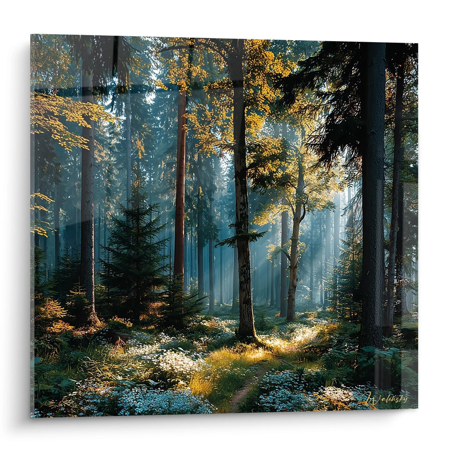 Tableau forêt magique rayons soleil - Lumière d'automne - édition Forêt