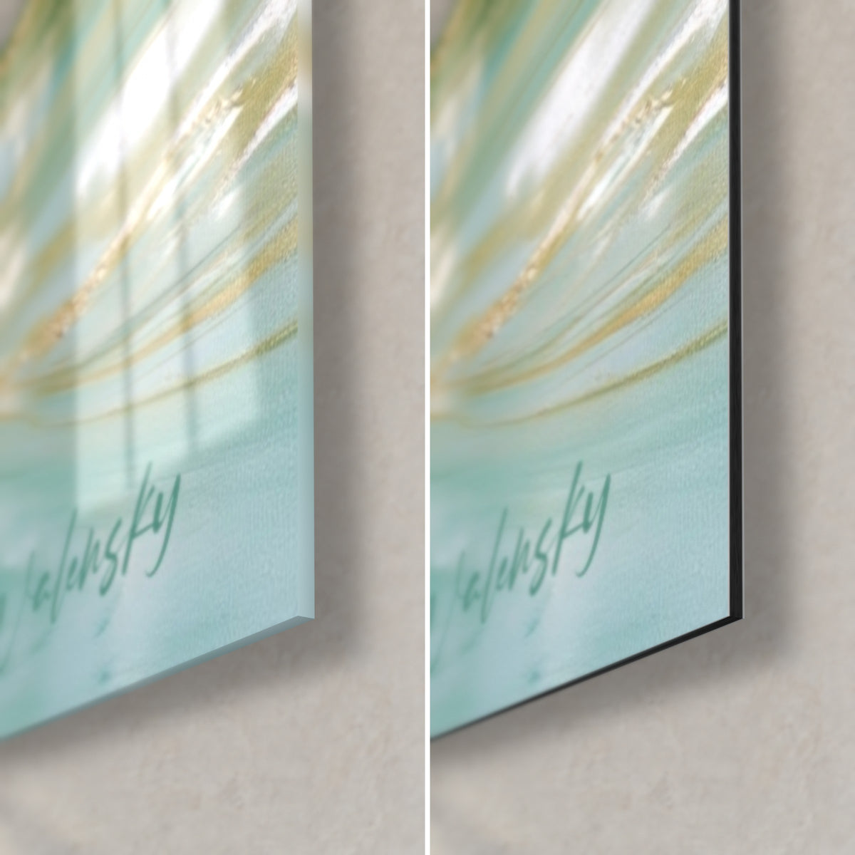 Flowered Forest Painting Green and Gold - Trees Reflections