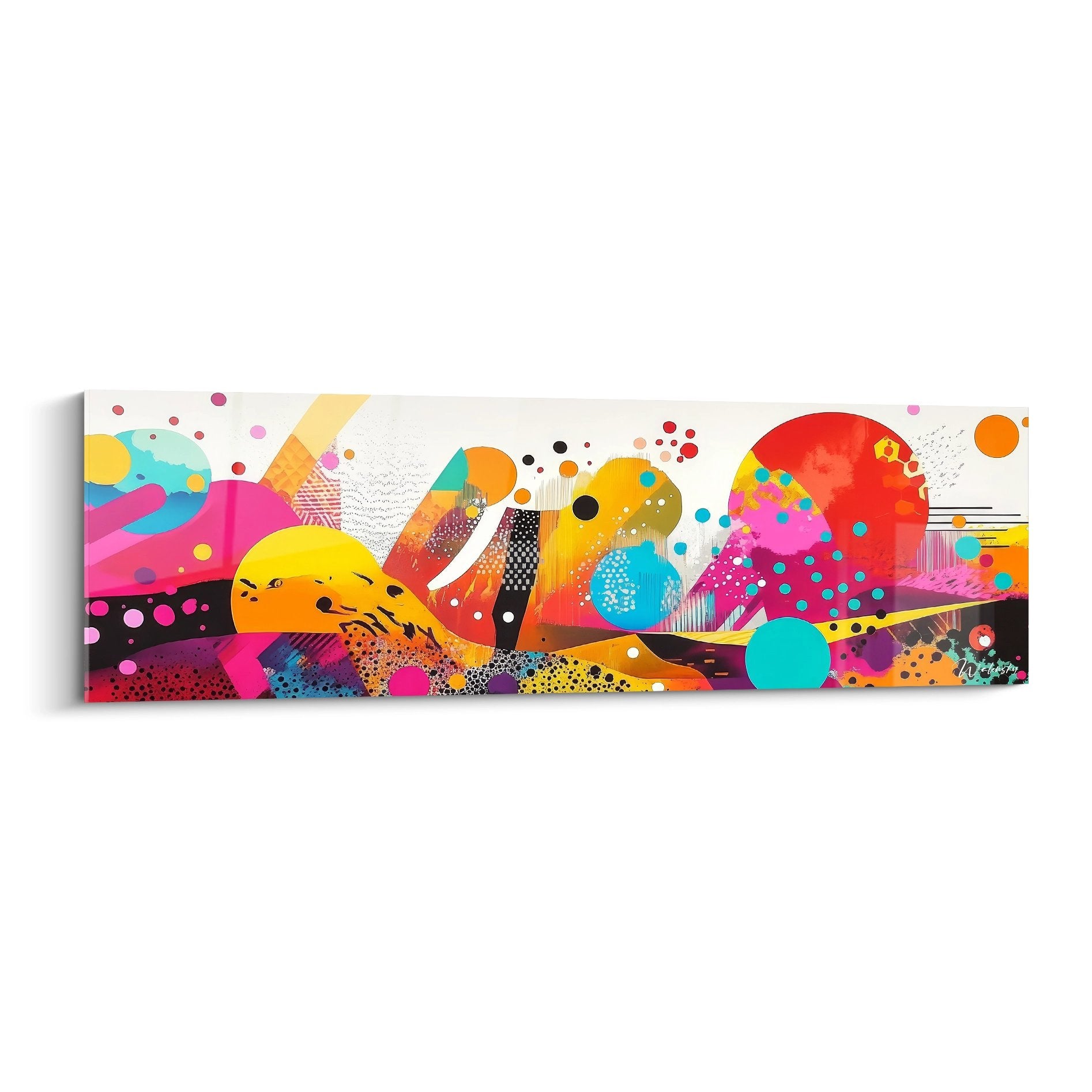 Tableau mural formes abstraites colorées avec motifs géométriques et couleurs vives moderne