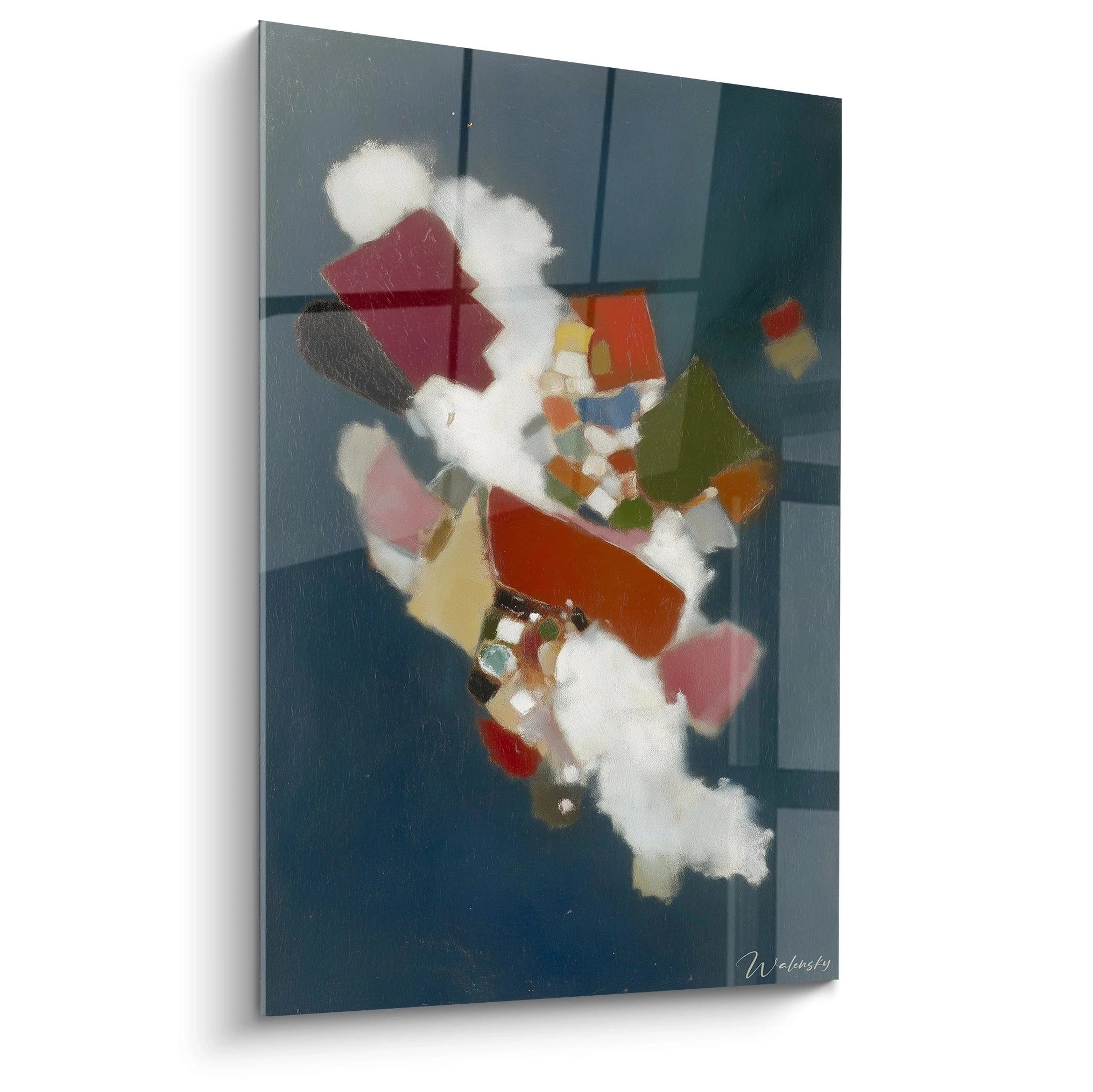 Walensky tableau mural abstrait avec formes colorées et textures en relief tableau géométrique dadaïsme pour déco moderne