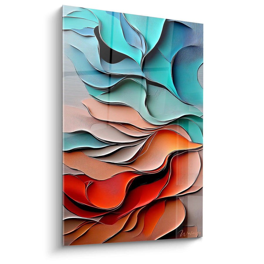 Tableau formes ondulantes fluides - Vagues colorées - édition texture abstrait