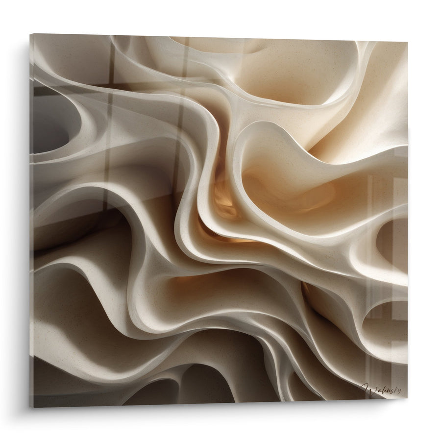 Tableau formes organiques beiges et dorées - Flux harmonieux - Edition Feng shui Centre Terre