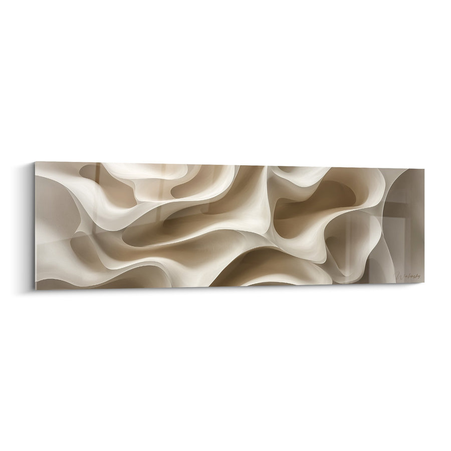 Tableau formes organiques fluides beiges et crème - Harmonie sculptée - Edition Feng shui Centre Terre