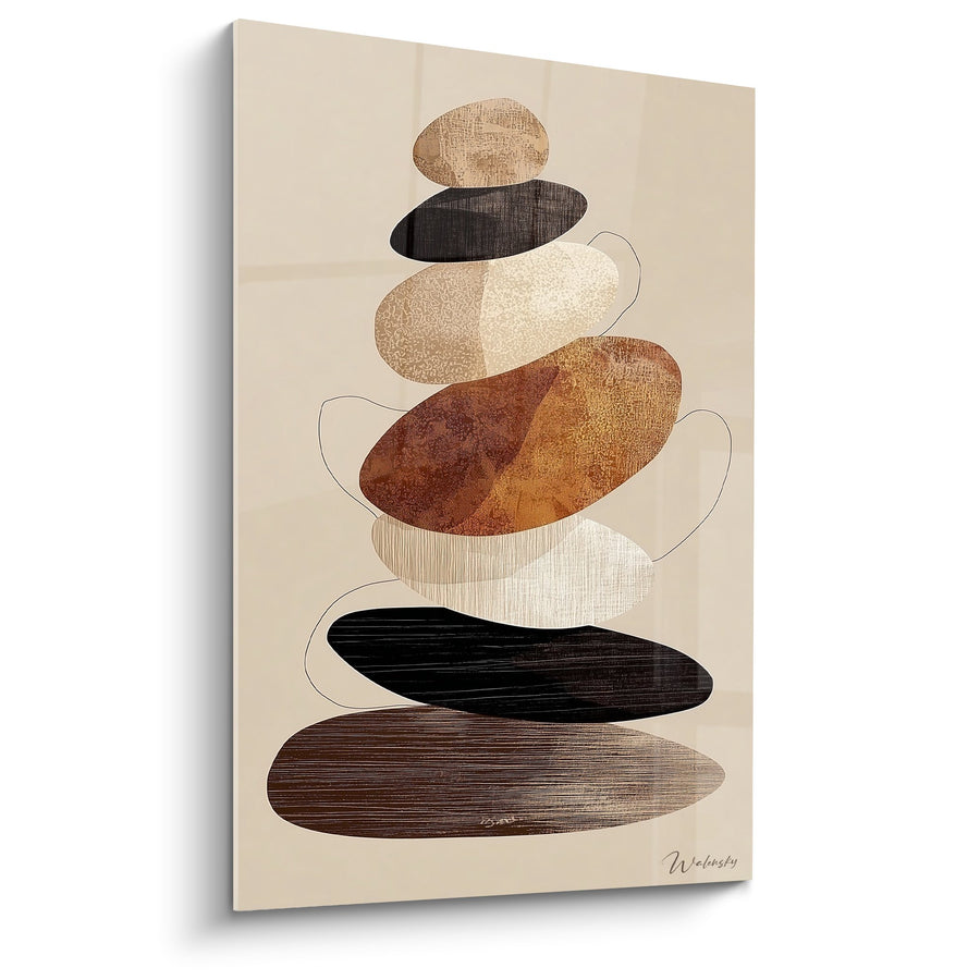 Tableau formes organiques empilées tons terracotta et beige - Équilibre Minéral - Edition Feng shui Centre Terre