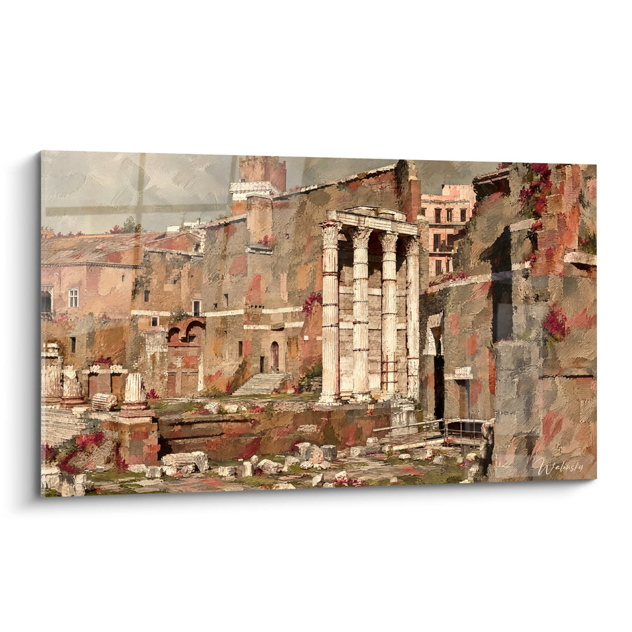 Painting Ancient Columns in Ochre and Terracotta Tones - Echo of an Empire - Edition Trajan's Forum Latium Italy