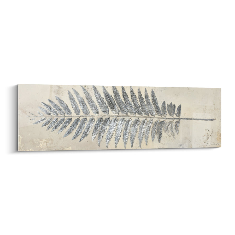 Tableau Fougère Gris Anthracite sur Fond Beige Nuancé - Sérénité Botanique - Edition Feng shui Ouest Métal