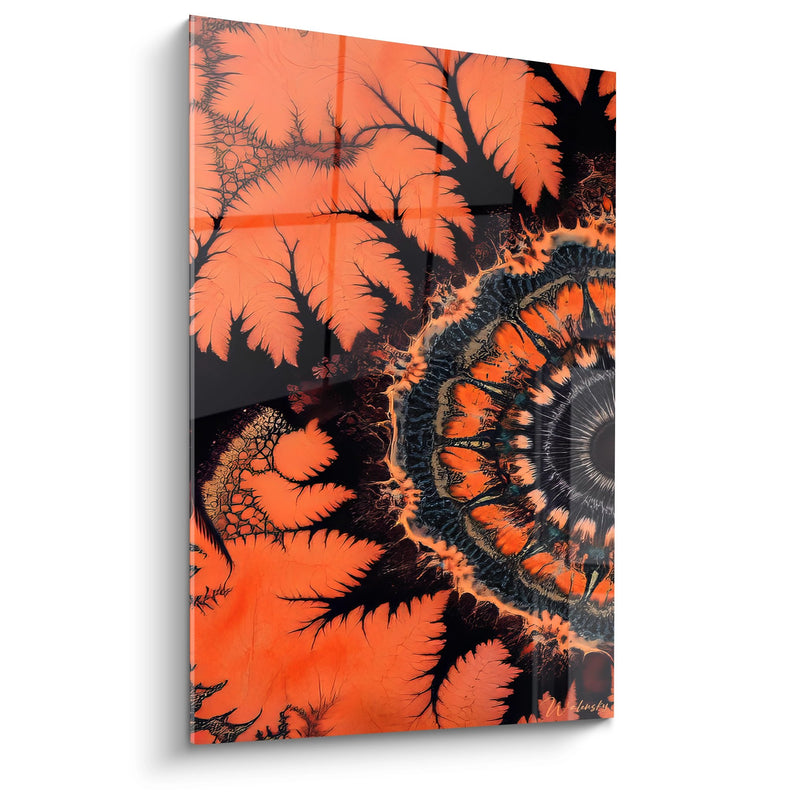 Orange Fractal Wall Art - Botanical Blooming - Fractal Edition