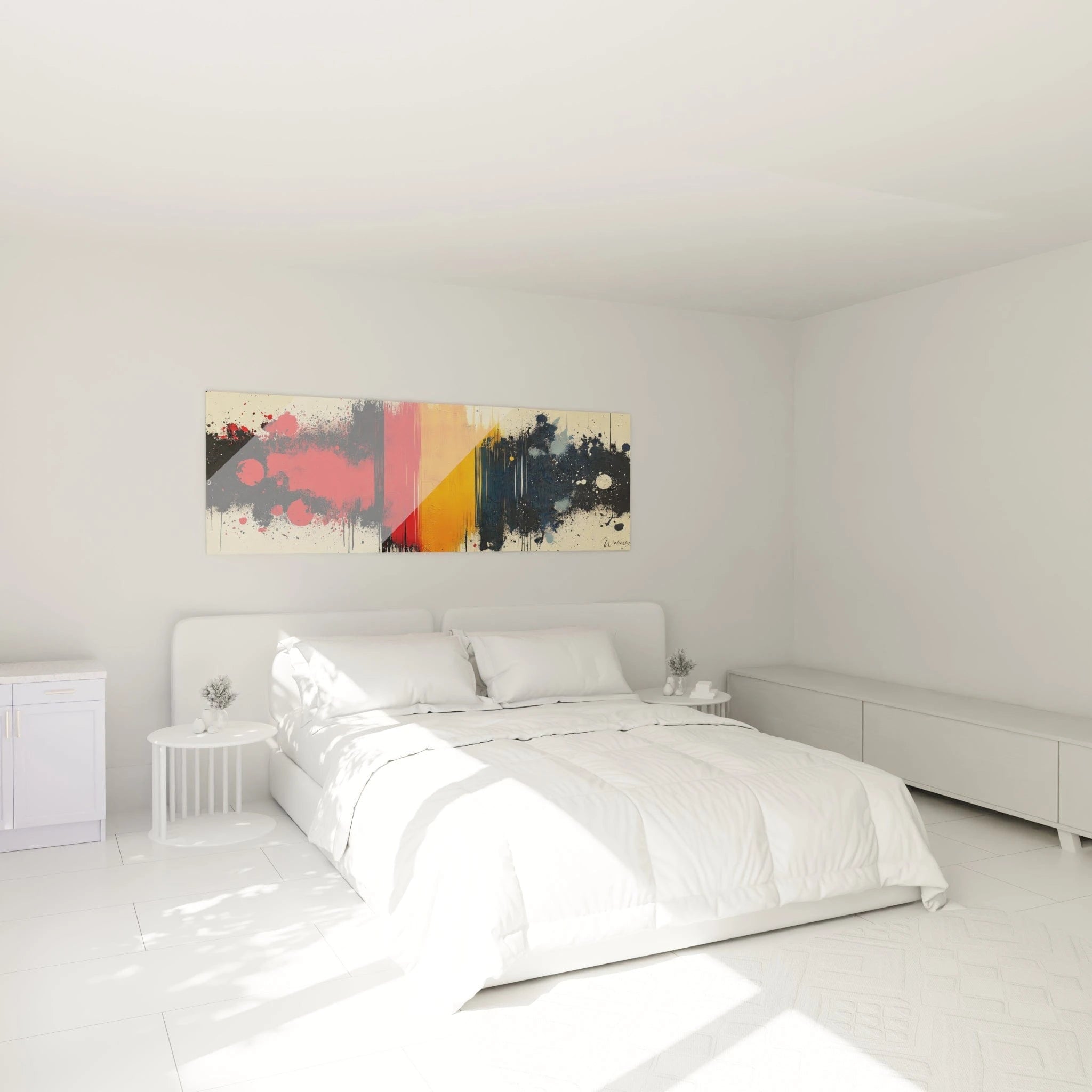 Tableau expressionniste abstrait de Walensky avec des couleurs vives pour décorer une chambre moderne