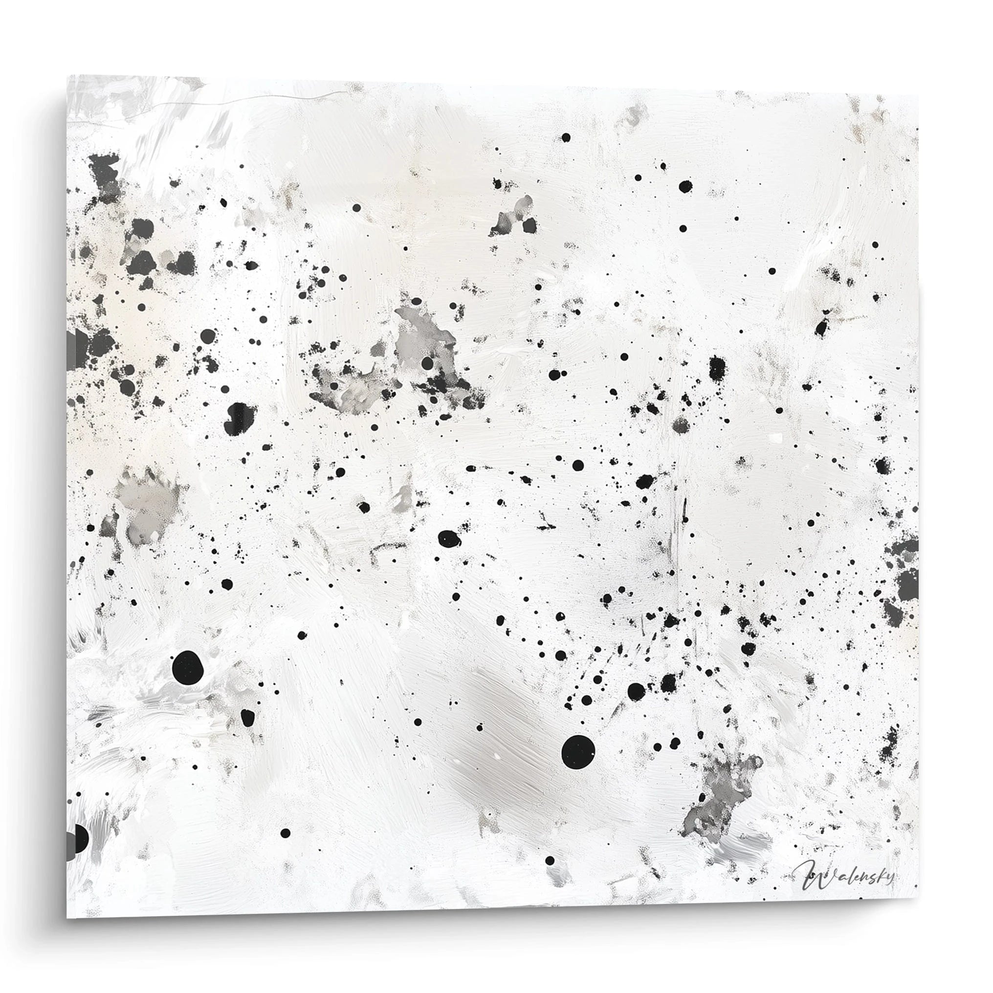 Tableau tacheté noir et blanc de Walensky, art moderne avec éclats de peinture créatifs