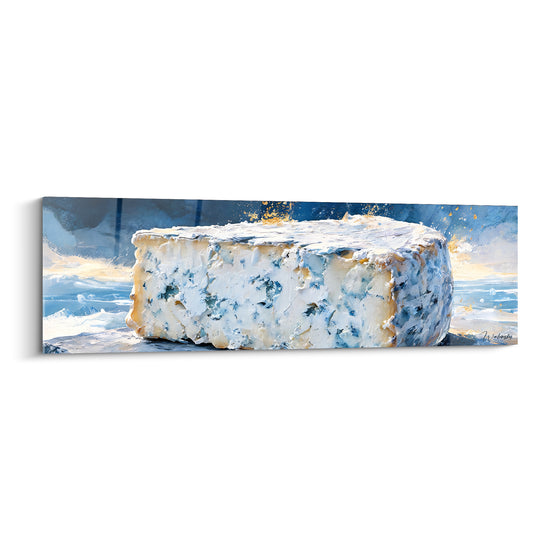 Tableau Bloc de bleu blanc et doré aux éclaboussures de lumière - Pâte persillée dense - Edition Fromage