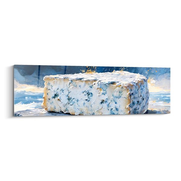 Tableau Bloc de bleu blanc et doré aux éclaboussures de lumière - Pâte persillée dense - Edition Fromage