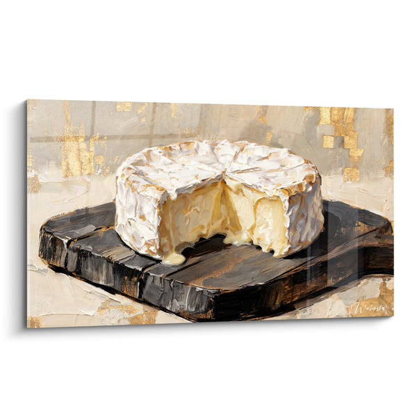 Tableau Camembert blanc et crème sur planche noire - Coulée onctueuse au couteau - Edition Fromage