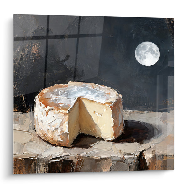 Tableau Camembert entamé sous une pleine lune - Veillée nocturne - Edition Fromage