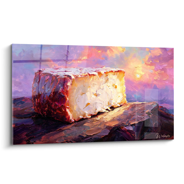 Tableau Fromage crémeux croûte lavée sur bois - Lumière du soir - Edition Fromage